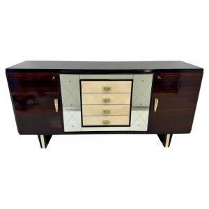 Credenza Art Deco Italiana anni ’40 in Macassar, Pergamena, Attr. Borsani